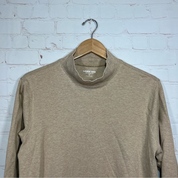 Lands End Turtleneck Womens XL Beige Pullover Stretch Long Sleeve Top - Picture 2 of 8